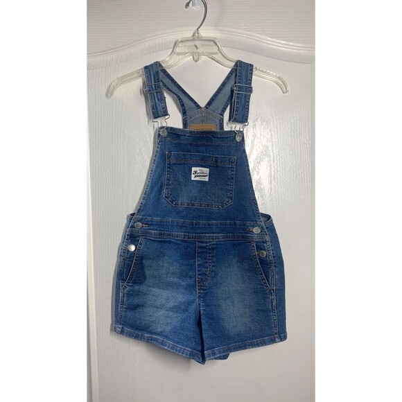 Levi Strauss Signature Gold Girl's Size M Shortall Blue Jean Denim - Picture 2 of 10
